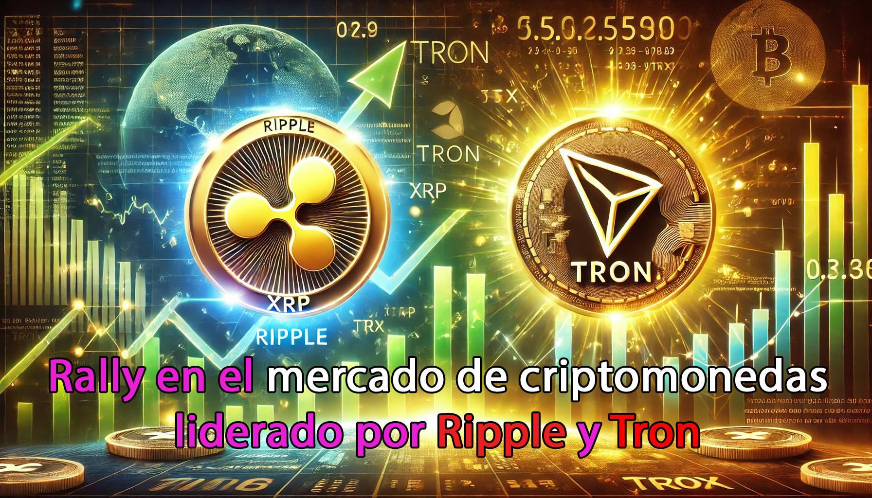 Rally en el mercado de criptomonedas liderado por Ripple y Tron