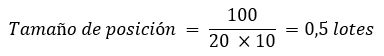 Cálculo del tamaño de posición