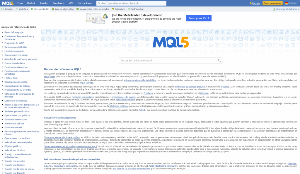 Captura de Pantalla de la Documentación Oficial