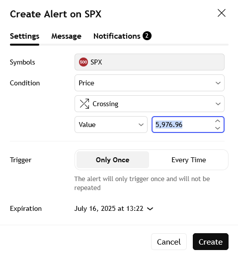 TradingView - Create Alert