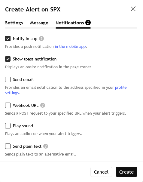 TradingView - Notifications