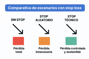 Infografía: Comparativa de escenarios con stop-loss