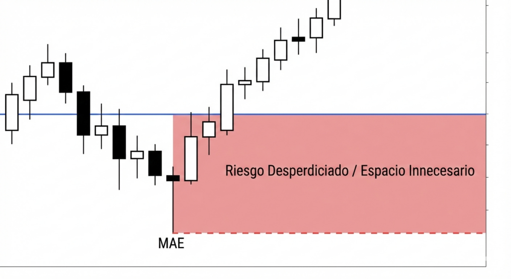 Gráfico de velas con "zona de dolor"