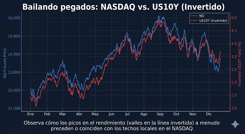 Bailando pegados: NASDAQ vs US10Y