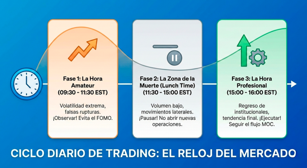 Ciclo diario de trading - El reloj del mercado