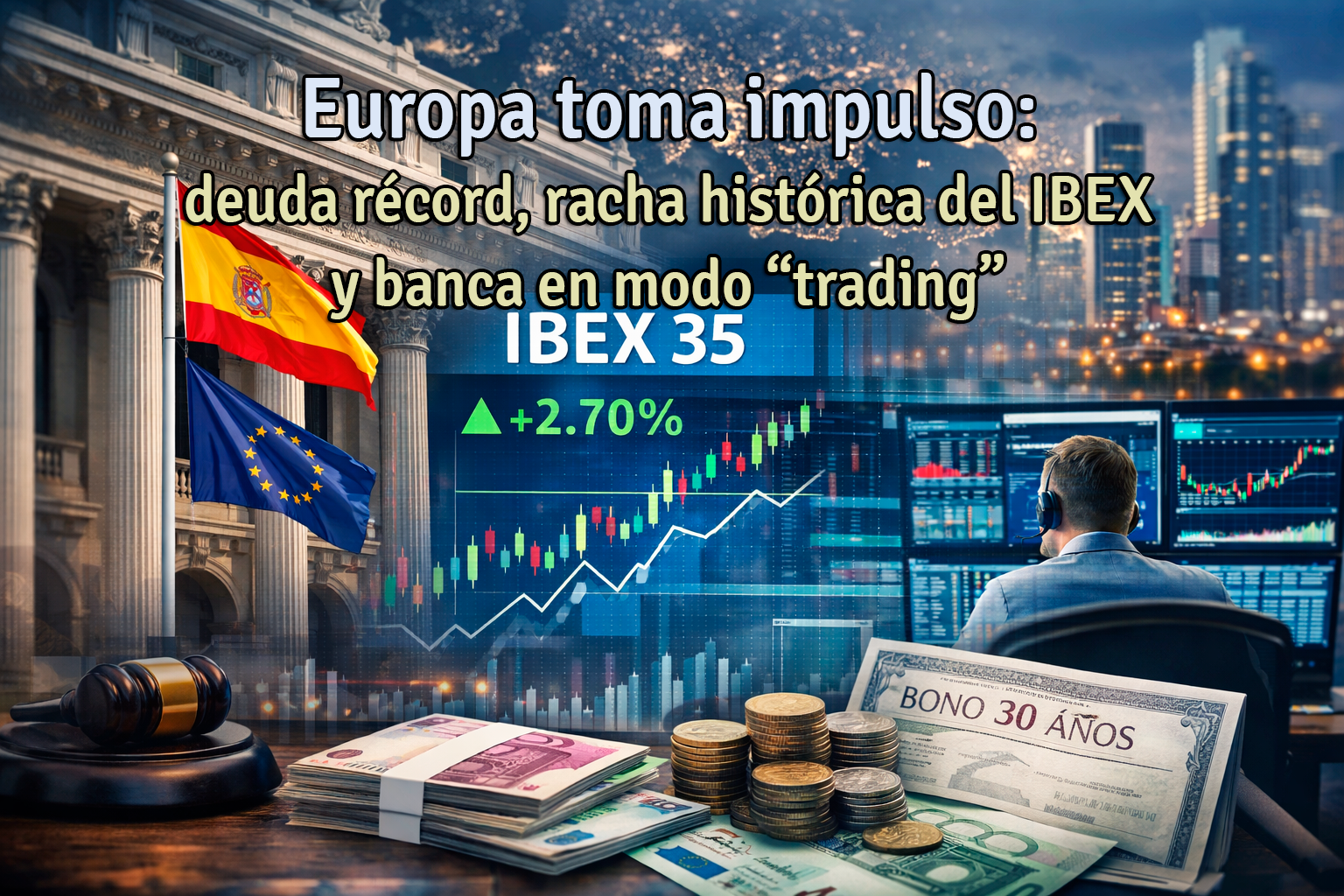 Europa toma impulso: deuda récord, racha histórica del IBEX y banca en modo “trading”