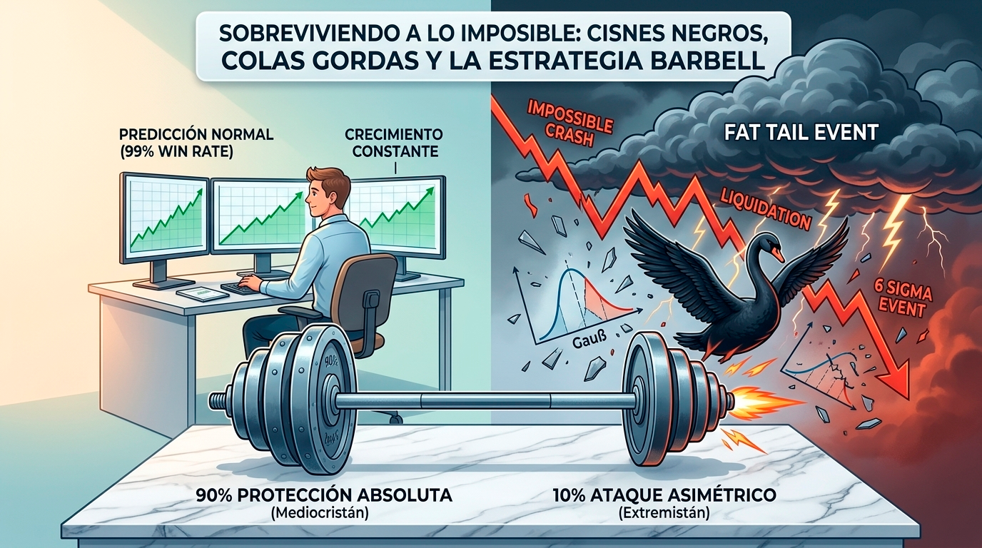 Cisnes Negros y Colas Gordas: La Estrategia Barbell en Trading