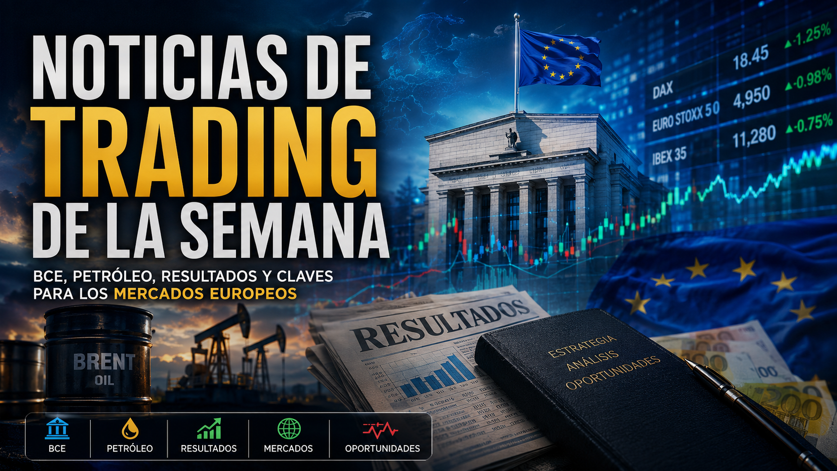 Cinco noticias que todo trader europeo debe vigilar esta semana: BCE, petróleo, resultados empresariales y rotación hacia Europa