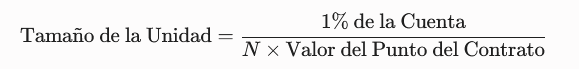 Fórmula de dimensionamiento