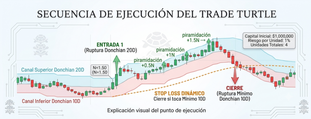 Secuencia de ejecución del trade turtle
